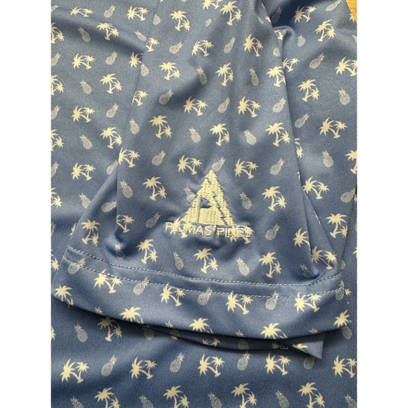 Straight Down Performance Polo Shirt Men's XL Blue Palm Trees Pineapple Stretch - Picture 6 of 8